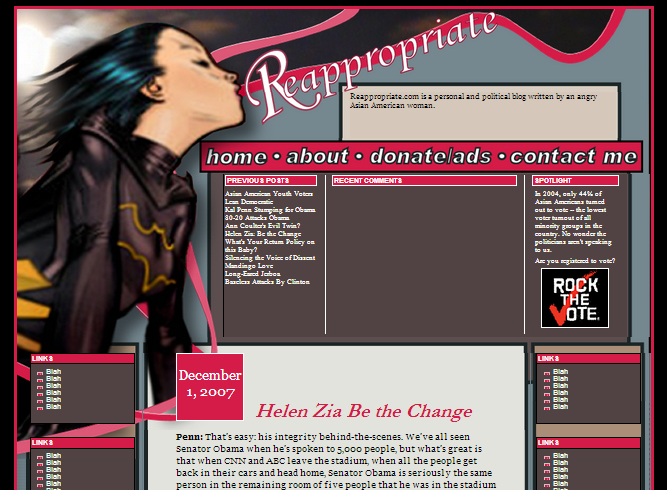 Cassandra Cain layout, launched December 2007 - 2010.