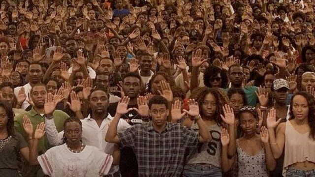 Students at Howard University protest the fatal shooting of unarmed teenager Mike Brown by Ferguson PD.