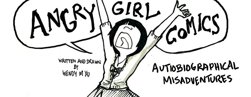 A banner for Wendy Xu's Angry Girl Comics.