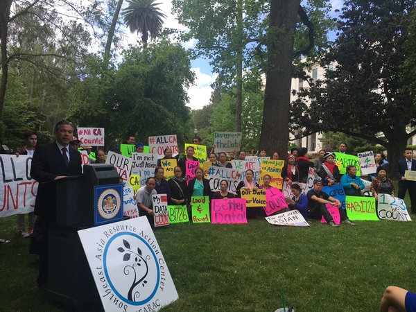 Assemblymember Rob Bonta speaks at a rally in support of data disaggregation in California. (Photo credit: Twitter)