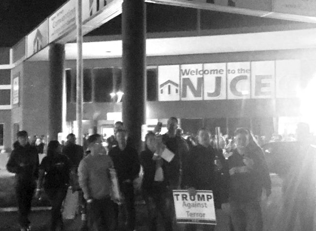 People outside of a Trump rally held over the weekend in New Jersey. (Photo credit: Sudip Battacharya)