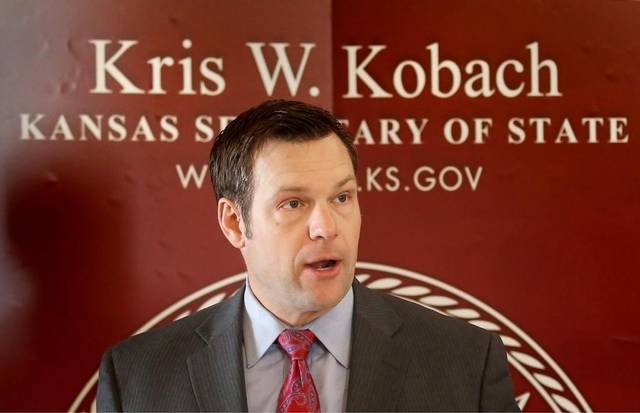 Kris Kobach, Secretary of State of Kansas, at a press conference in 2015. (Photo credit: Thad Allton / The Associated Press)