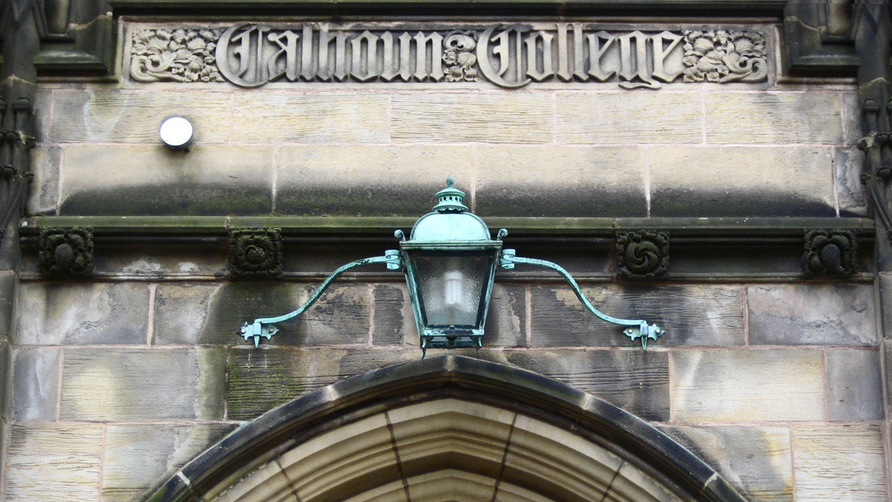 A doorway at Calhoun College, Yale University.