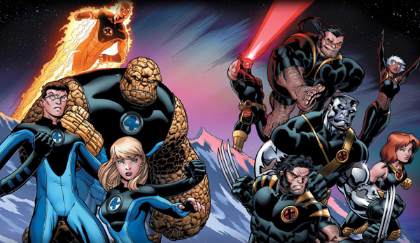 The Ultimate Fantastic Four team, pictured on the left.