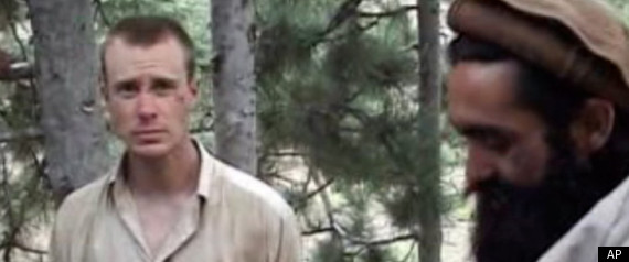 Sgt. Bowe Bergdahl with his Taliban captors in a screen capture from a video.