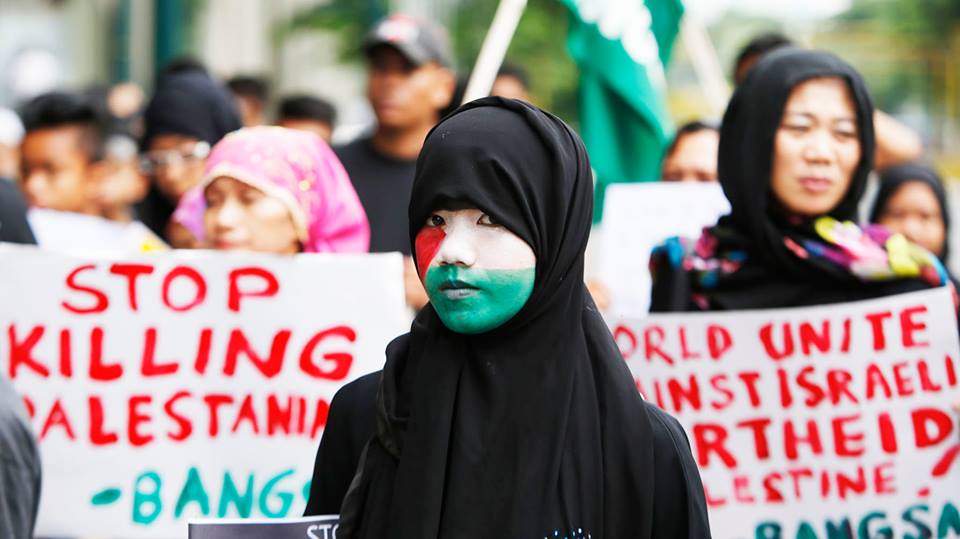 Protesters in the Phillipines protest in solidarity with Palestinians. Photo credit: Facebook.