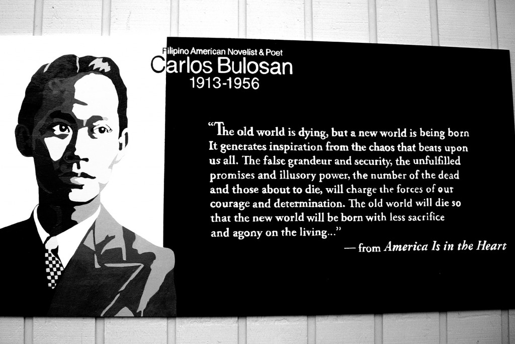 Art commemorating poet and labour activist Carlos Bulosan.