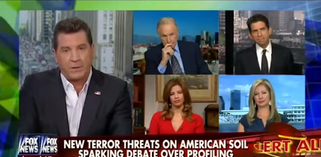 Fox News anchor Eric Bolling was joined by four guests to argue in favour of anti-Muslim racial or religious profiling.