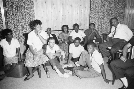 Freedom Riders at the home of Dr. Richard Harris (Photo from: PBS).
