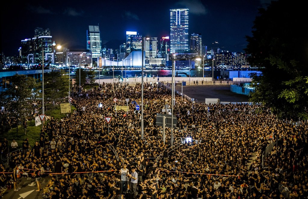 Thousands of protesters gather in the Occupy Central protest.