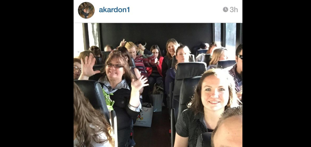 A photo uploaded to Instagram of bloggers boarding the #ABCTVEvent bus. 