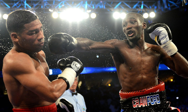 Terence Crawford (right) in his 2014 fight against the heavily-favoured Yuriorkis Gamboa (left) last year.