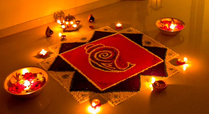 A Rangoli display for Diwali. (Photo credit: WikiCommons)