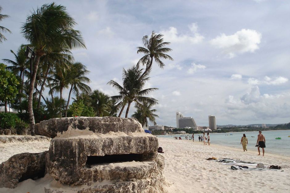 The remnants of a World War II bunker on a beach in Guam. (Photo credit: ABC / Ben Bohane)